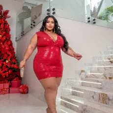 Vestido Festa Luxo Plus Size  festa sem mangas com decote em V lantejoulas