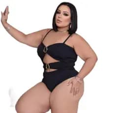 Maiô luxo body com detalhe de fivelas argola  plus size com bojo e alça