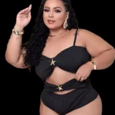 Body Maiô Suplex Plus Size Fivela Estrela Tendência Verão: Maiô Cavado Suplex com Fivelas Estrela e Bojo