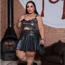 Short Saia Cirrê Plus Size Rodado Cintura Alta G1 veste de 48 a 52
