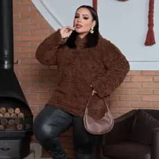 Blusa Feminina Inverno com Pelinho Macio e Confortável plus size