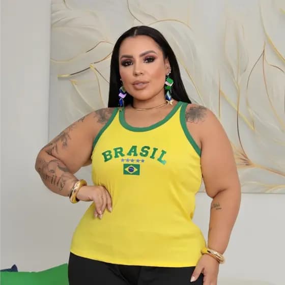 Regata plus size Feminina Baby Look Ribana 100% Algodão Premium Tendência