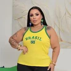 Regata plus size Feminina Baby Look Ribana 100% Algodão Premium Tendência