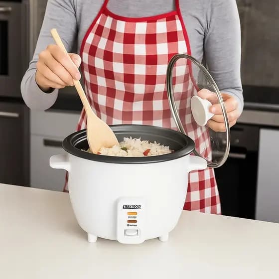 Panela Arroz Elétrica Cozedor Vaporizador Prepara Arroz Soltinho Rápido Antiaderente Tampa Vidro
