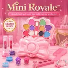 Mini Royale™ Kit Maquiagem Infantil Completo Princesa Menina Sombras Batom Glitter Acessórios Maleta