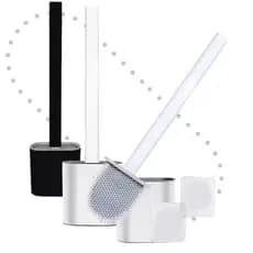 kit 2em1 Escova Sanitária Quadrada Multiuso Para Privada de Silicone-Escova sanitária de banheiro c/suporte auto adesiva