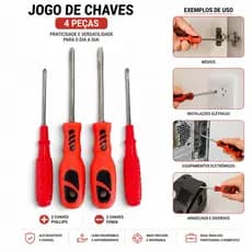 kit de ferramenta Chave de Fenda e Phillips 4pcs–Cabo emborrachado–jogo de chaves multiuso Uso Doméstico Profissional
