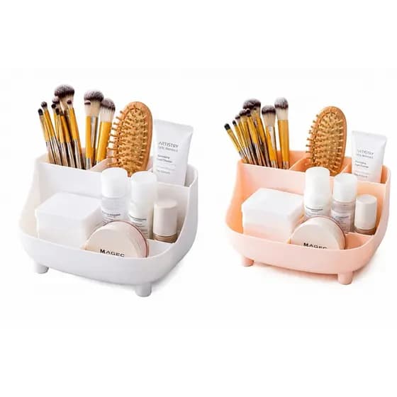 Organizador de mesa Porta Maquiagem,pincel e Cosméticos c/6 divisorias-Porta treco acessórios opção presente penteadeira