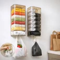 Puxa saco dispenser organiza sacolas parede adesivo cozinha armário-suporte toalha organizador multiuso porta meia sacol