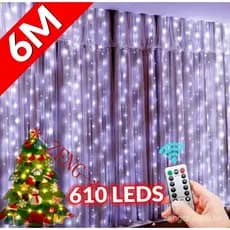 6M×3M 610 LED Cortina luz cortina romântica para casamento de natal ao ar livre Cortina Led Luzes Pisca Cascata Decoraçã