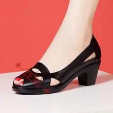 Novas Sandálias De Verão Com Pedaços De retro Boca De Peixe Nacional De Vento Romano Oco De Meia-Idade Sapatos-Mãe