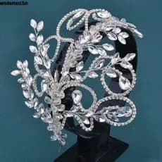 Capacete De Noiva WISDOMESTM , Acessórios De Cabelo De Casamento Estilo Coroa De Princesa Com Design De Folha , Strass