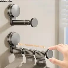 Rack Dobrável WISDOMESTM , De Armazenamento Retrátil Sem Perfuração , Recipiente De Cabide De Comprimento Ajustável