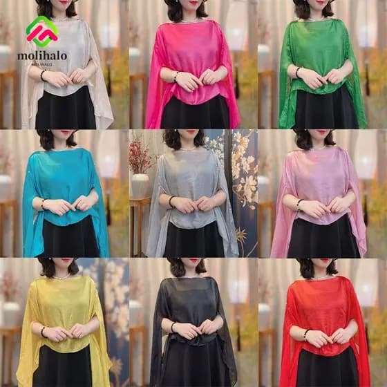 MOLIHALO Xale Feminino , Capa De Baile De Noite De Cor Pura De Chiffon Fashion Cachecol Meninas