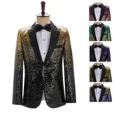 Terno de lantejoulas gradiente colorido Top masculino palco estilo moderno terno de passarela brilhante Bar cantor vesti