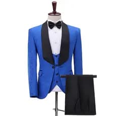 Terno Jacquard masculino novo terno de frutas verdes gola preta desempenho terno de anfitrião masculino terno de três pe