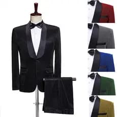 Estúdio fotográfico vestido masculino Bar DJ anfitrião gola de frutas verdes colorido terno de seda brilhante calças ter