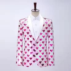 Masculino Slim-fit Rosa Rosa Mudança de Cor Lantejoulas Desempenho Terno Menino Transmissão ao Vivo Juventude Popular Ca