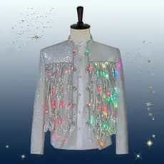 Menino bonito lanterna LED luminosa cantor topo DJ palco desempenho traje boate na moda lantejoulas pequena jaqueta high