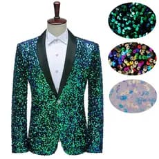Vestido masculino lantejoulas tridimensionais que mudam de cor piscando Bar boate menino palco desempenho terno anfitriã