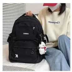[SJB] (Multi-Color Opcional) Versão Coreana Simples Cor Sólida Grande Capacidade Masculino Feminino Estudante Mochila Ca