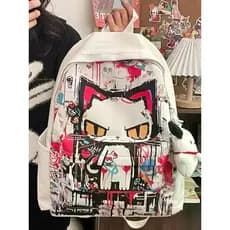 [SJB] Mochila com padrão de Graffiti raro e estranho de grande capacidade, mochila escolar exclusiva da moda para homens