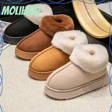 Botas De Neve MOLIHA3P , Chinelos Macios E Confortáveis De Pelúcia , Sapatos De Algodão De Pele Sintética Fofos Quentes