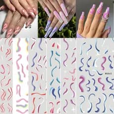 Adesivo de unha ondulado de água 3D adesivo acessórios para unhas adesivo de ondulação de água WG858-865