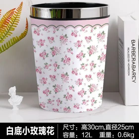Estilo europeu Floral Pastoral lata de lixo casa sala de estar lata de lixo estilo chinês padrão quarto High-End cesta d