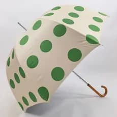 [Bolinha verde branca leite] alça de madeira japonesa Manual Apollo arco cogumelo guarda-chuva vinil alça longa guarda-c
