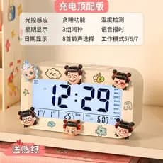 Crayon Shin-Chan Recarregável Luminoso Estudante Despertador Bonito Tempo Multifuncional Dormitório Portátil Desktop Peq