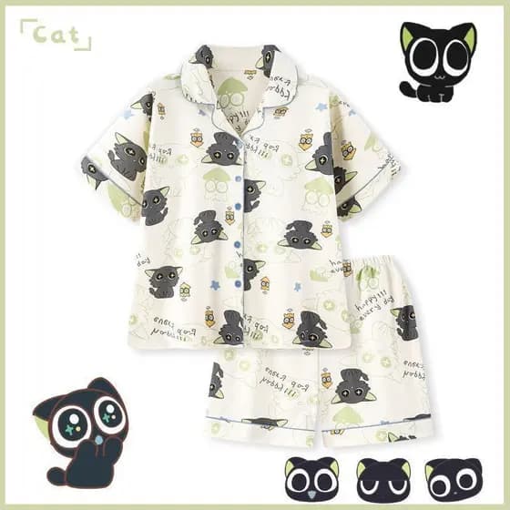 Desenhos animados bidimensional Luo Xiaohei Shorts de manga curta pijamas Loungewear terno 2026 pijamas moda na moda