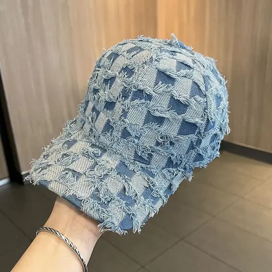 Boné de beisebol de Cowboy angustiado feminino street Wear mostrar rosto pequeno primavera verão rua moda xadrez pára-so