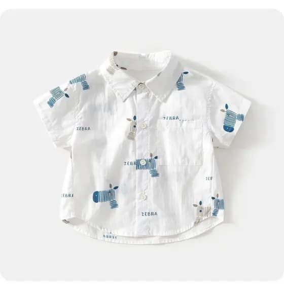 Meninos verão fino camisas de manga curta 2026 crianças puro algodão topos bebê roupas infantis camisas presentes de ani