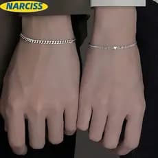 NARCISSUSPW PULSEIRA CASAL AÇO INOXIDÁVEL CORRENTE CORAÇÃO CRISTAL DOURADA/PRATEADA