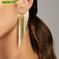 Brincos De Borla Longa NARCISSUSPW , Geométricos Banhados A Ouro Com , Design Leve E Luxuoso