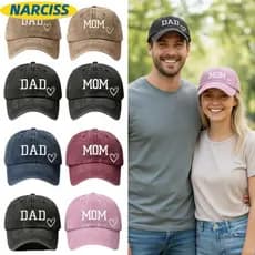 Boné De Casal NARCISSUSPW , Beisebol Ajustável DAD MOM Love Estampado , Chapéus De Algodão Lavado