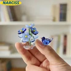 Decoração De Flores De Vidro NARCISSUSPW , Mini Buquê Floral De Simulação , Esmalte Colorido