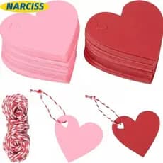 NARCISSUSPW 100 Peças Etiquetas De Dia Dos Namorados , Formato De Coração Em Branco Pendurado Decoração Cartões