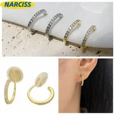 Brincos De Pressão NARCISSUSPW , Queloide Cor Dourada De Cobre , Strass