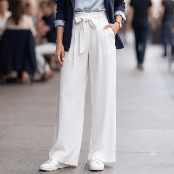 Calça Feminina Pantalona WideLeg Tecido Viscose Moda Tendência Cinto Elástico Cintura Alta