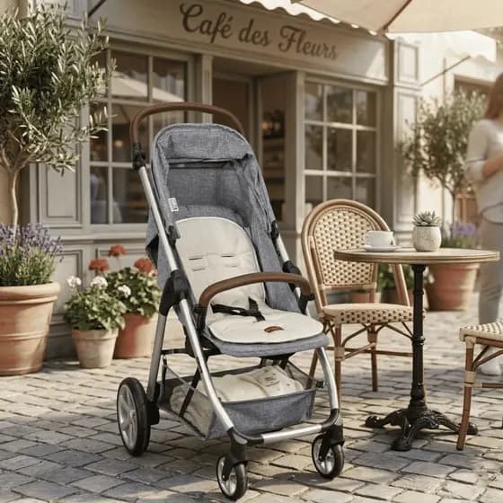 Capa para Carrinho de Bebê Linho 100% Algodão Bege Batistela Baby