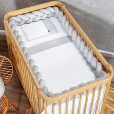 Trança de Berço Americano Cama Babá Linho 100% Algodão Cinza 3,60m  Batistela Baby