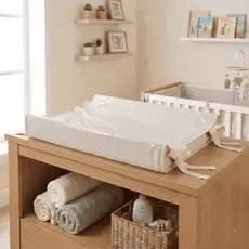 Trocador de Bebê Cômoda Americano Bege Linho 100% Algodão Batistela Baby