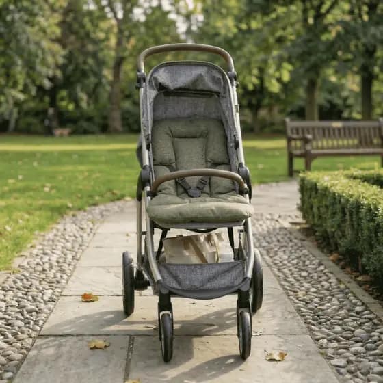 Colchonete Para Carrinho Em Linho 100% Algodão Verde Musgo Batistela Baby