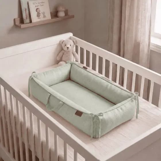 Ninho Redutor de Berço 100% Algodão Verde Claro Batistela Baby