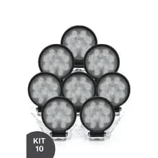 Farol Auxiliar de 42W com 9 LEDs Branco Frio 6000K Universal Alta Potência Motoristas Caminhonetes Carro