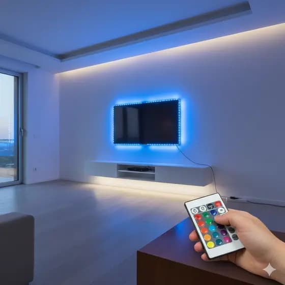 Fita LED RGB 5 METROS c/ Controle 3528 60 LED/m IP65 com Revestimento em Silicone Iluminação Decorativa Colorida Luz Led