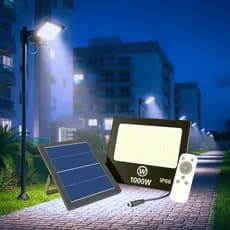 Kit Refletores Solar 1000W LED Painel Solar Controle Remoto IP66 Instalação Fácil Holofote A prova D'água com Alça
