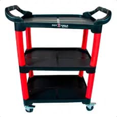 Carrinho Detailers Mecânico 3 Prateleiras Até 135Kg Vermelho